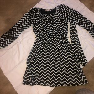 Long sleeve knit chevron striped dress